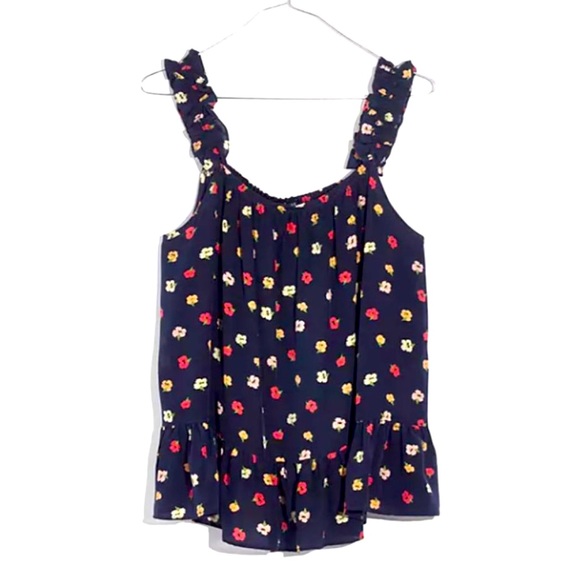 Madewell Tops - Madewell Silk Cami Ruffle Straps